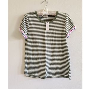 Anthropology T.LA Shirt NWT XS/SM Green Floral Stripe